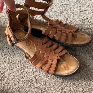 Born Tan Leather Strappy Sandals